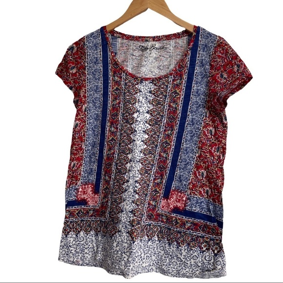 LUCKY Brand Boho Tee Summer Top Short Sleeve Small - Picture 1 of 7